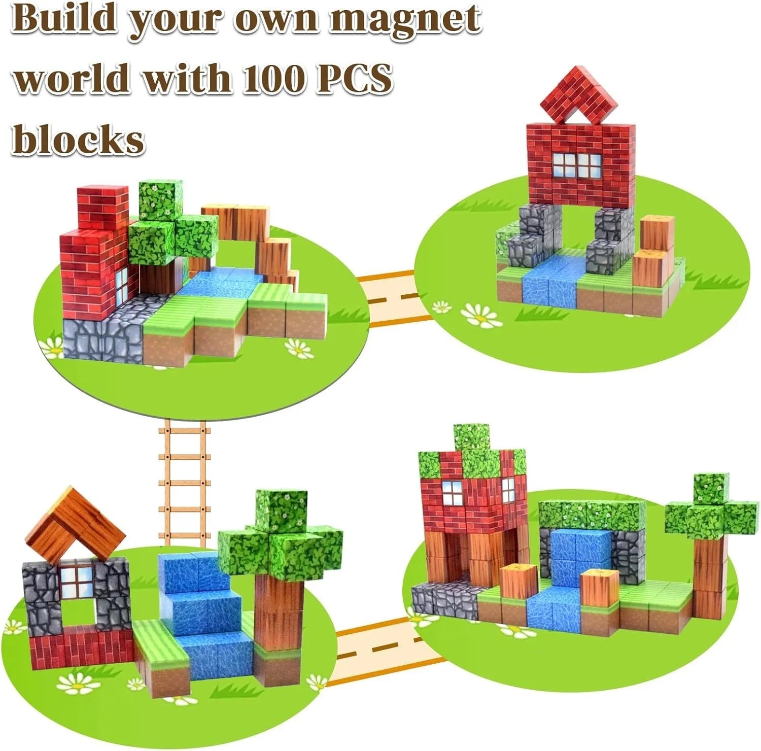 Magnetic 100pcs, Creative Building Toys, ABS Building Square, Suitable for Construction And Creation - silverfoxgoods